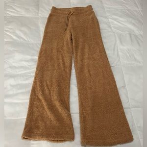 Brown sherpa flare pants